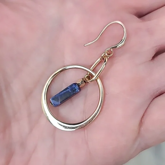 Banana Republic Lapis Lazuli/Gold Hoop Dangle Hook Earrings - Picture 15 of 17